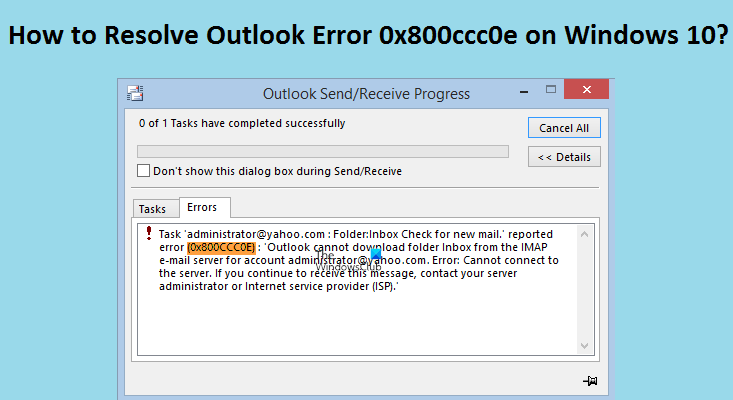 mail error coding 0x800ccc0e